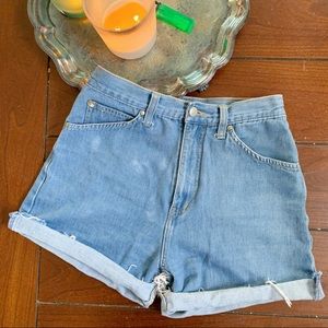 High rise denim shorts